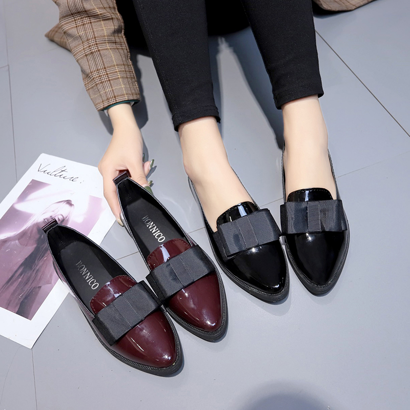 Summer Clothing Petite - Black/ Wine Red Patent Leather Pointed