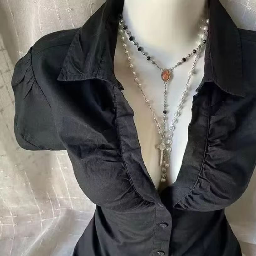 Summer Goth Clothing - Womens Y2K Grunge Blouse Gothic Short