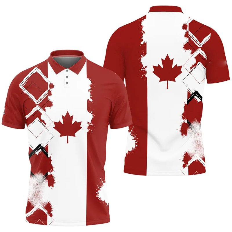 Summer Clothing Canada - Maple Leaf Flag Polo Shirt For