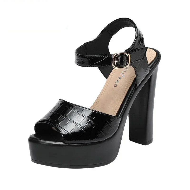 Summer Clothing Petite - 10cm 13cm Fashion Genuine Leather Sandals