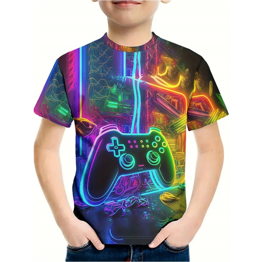 T-Shirt for a Boy 3D Print Gam - Summer Clothing Drawing For Kids recension och pris