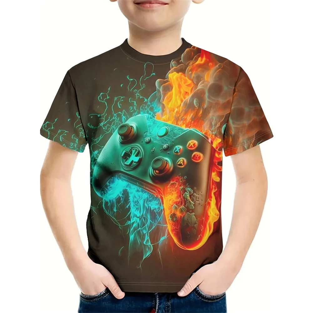 T-Shirt for a Boy 3D Print Gam - Summer Clothing Drawing For Kids recension och pris