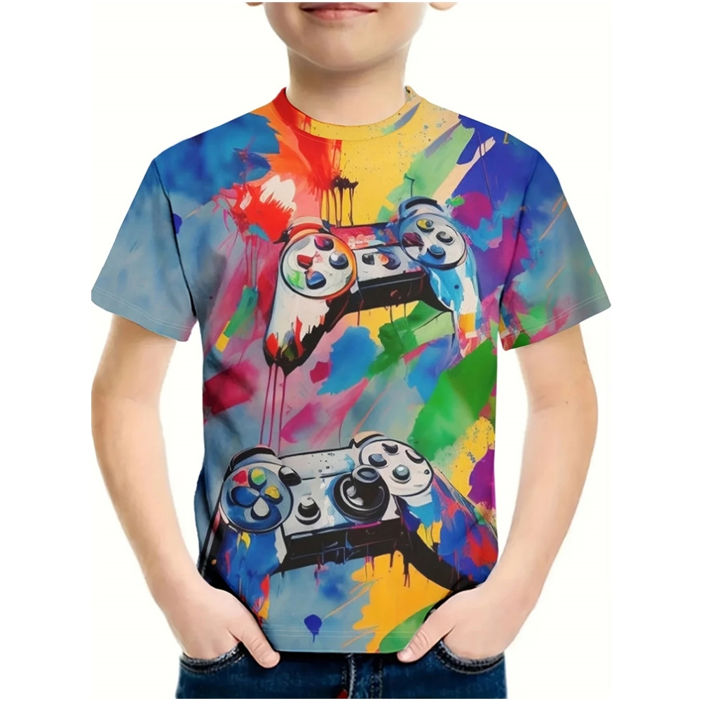 T-Shirt for a Boy 3D Print Gam - Summer Clothing Drawing For Kids recension och pris
