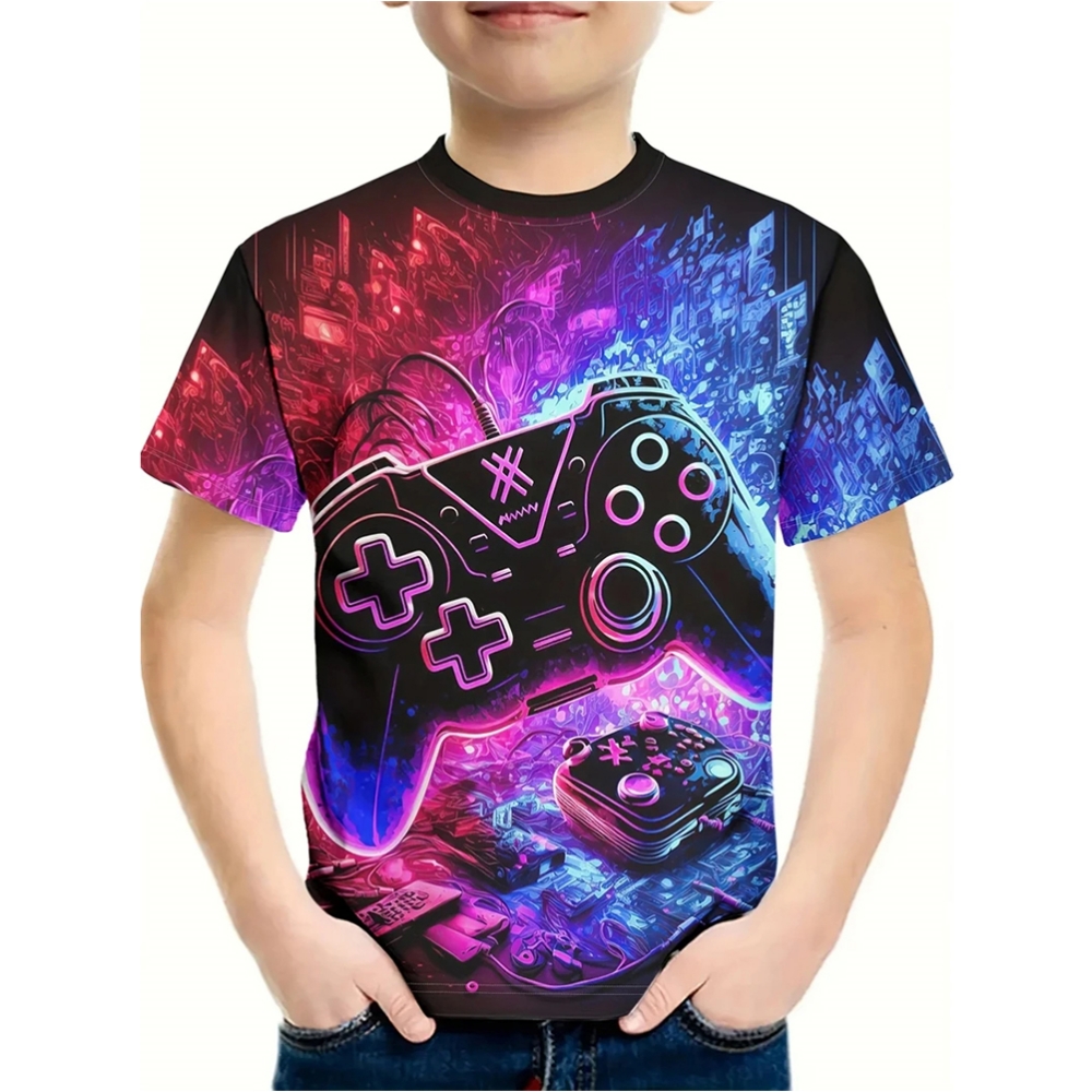 T-Shirt for a Boy 3D Print Gam - Summer Clothing Drawing For Kids recension och pris