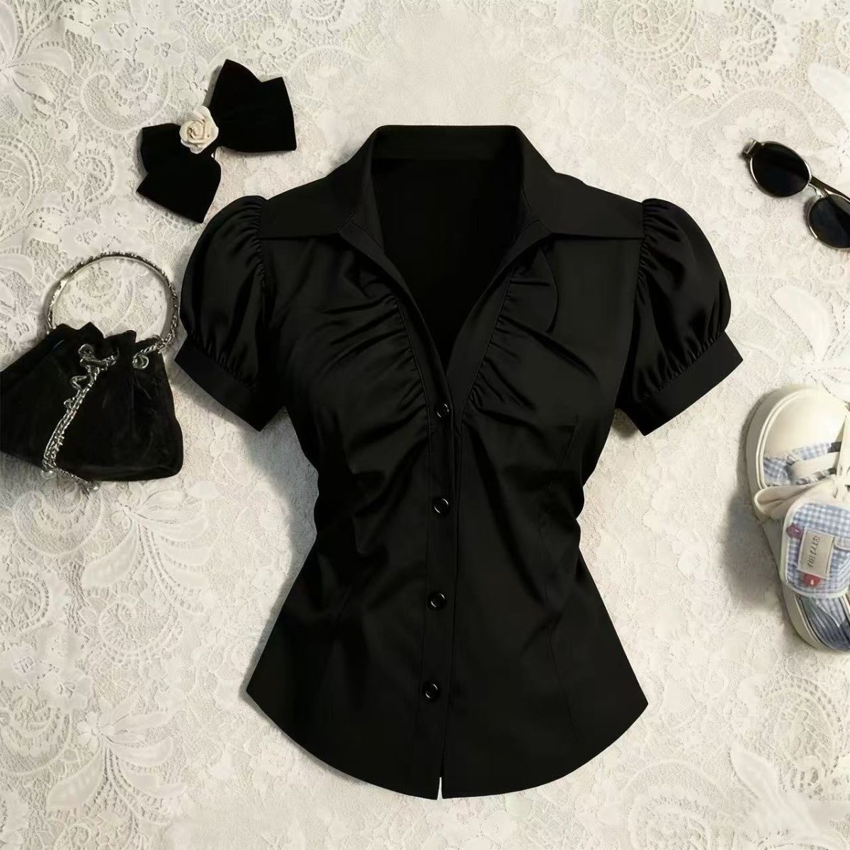 Womens Y2K Grunge Blouse Gothi - Summer Goth Clothing recension och pris