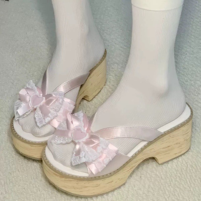 Sweet Bow Wood Grain Thick Bot - Summer Clothing Petite recension och pris