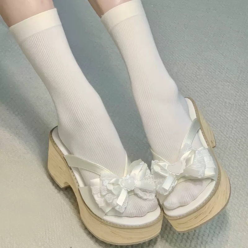 Sweet Bow Wood Grain Thick Bot - Summer Clothing Petite recension och pris