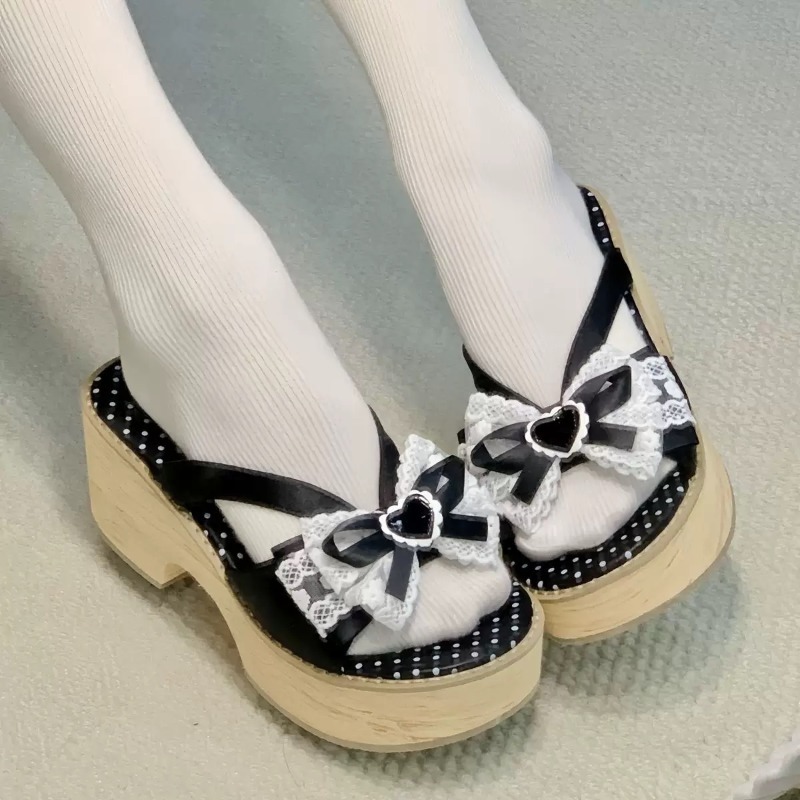 Sweet Bow Wood Grain Thick Bot - Summer Clothing Petite recension och pris