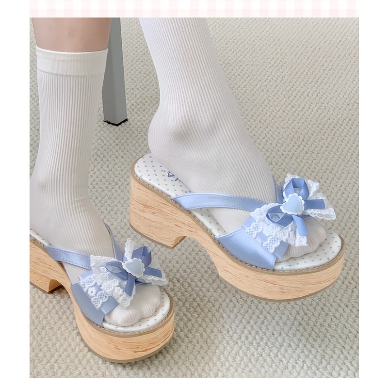 Sweet Bow Wood Grain Thick Bot - Summer Clothing Petite recension och pris