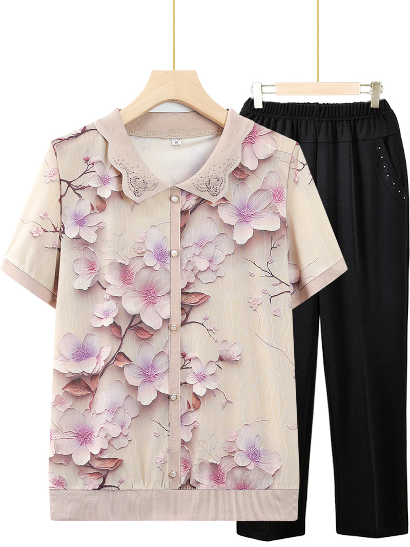 Ice Silk Loose Short Sleeve T- - Summer Clothing For Women Over 60 recension och pris
