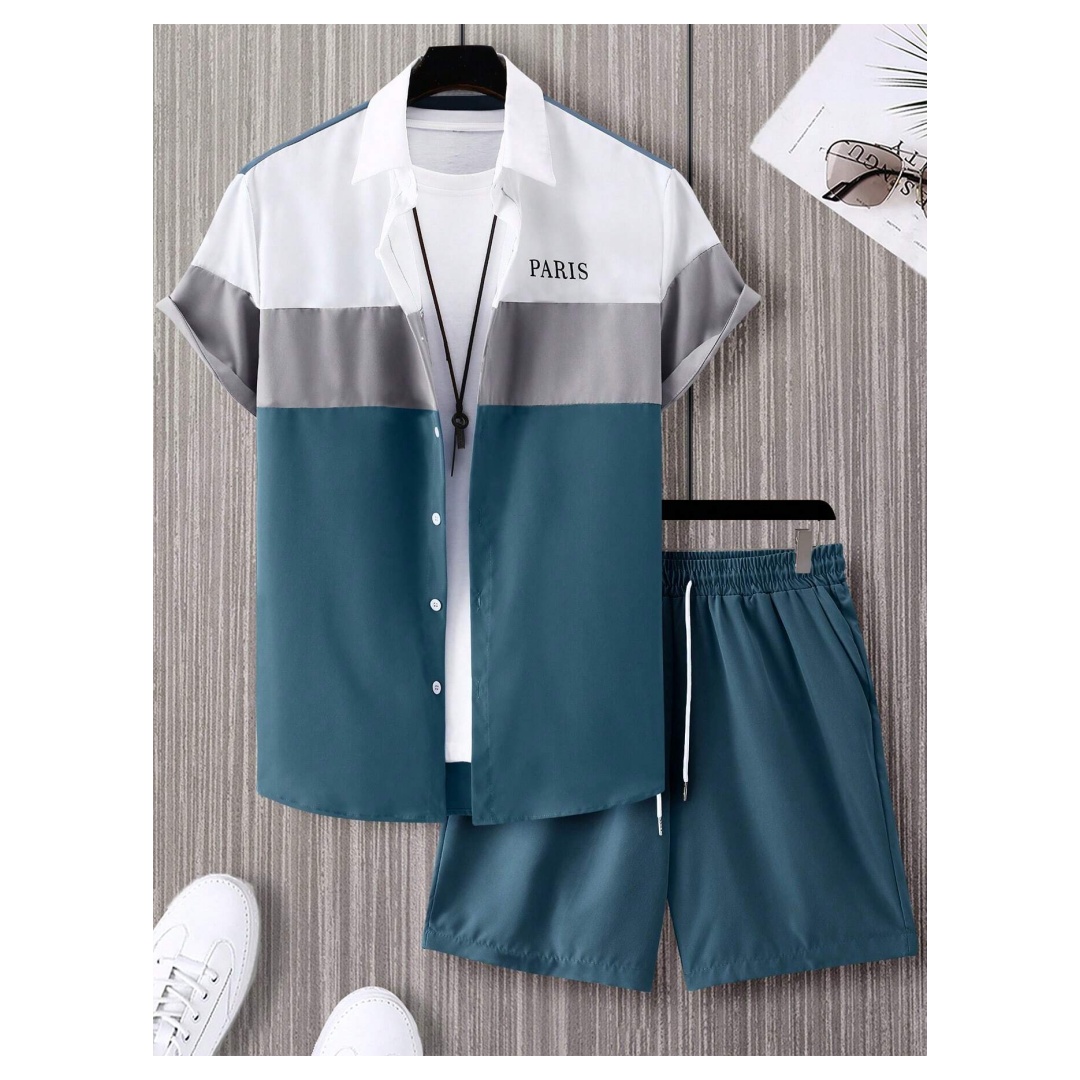 Men's Fashion Suit Blue And Wh - Summer Clothing Beach recension och pris