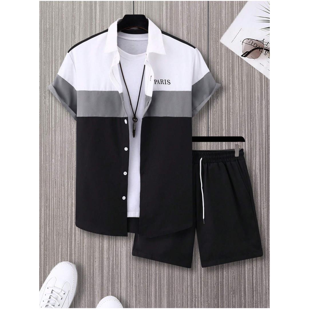 Men's Fashion Suit Blue And Wh - Summer Clothing Beach recension och pris