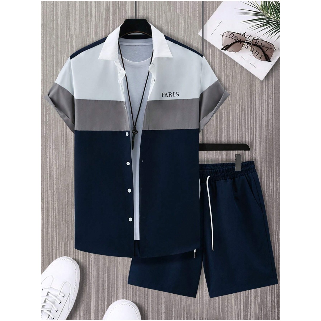 Men's Fashion Suit Blue And Wh - Summer Clothing Beach recension och pris