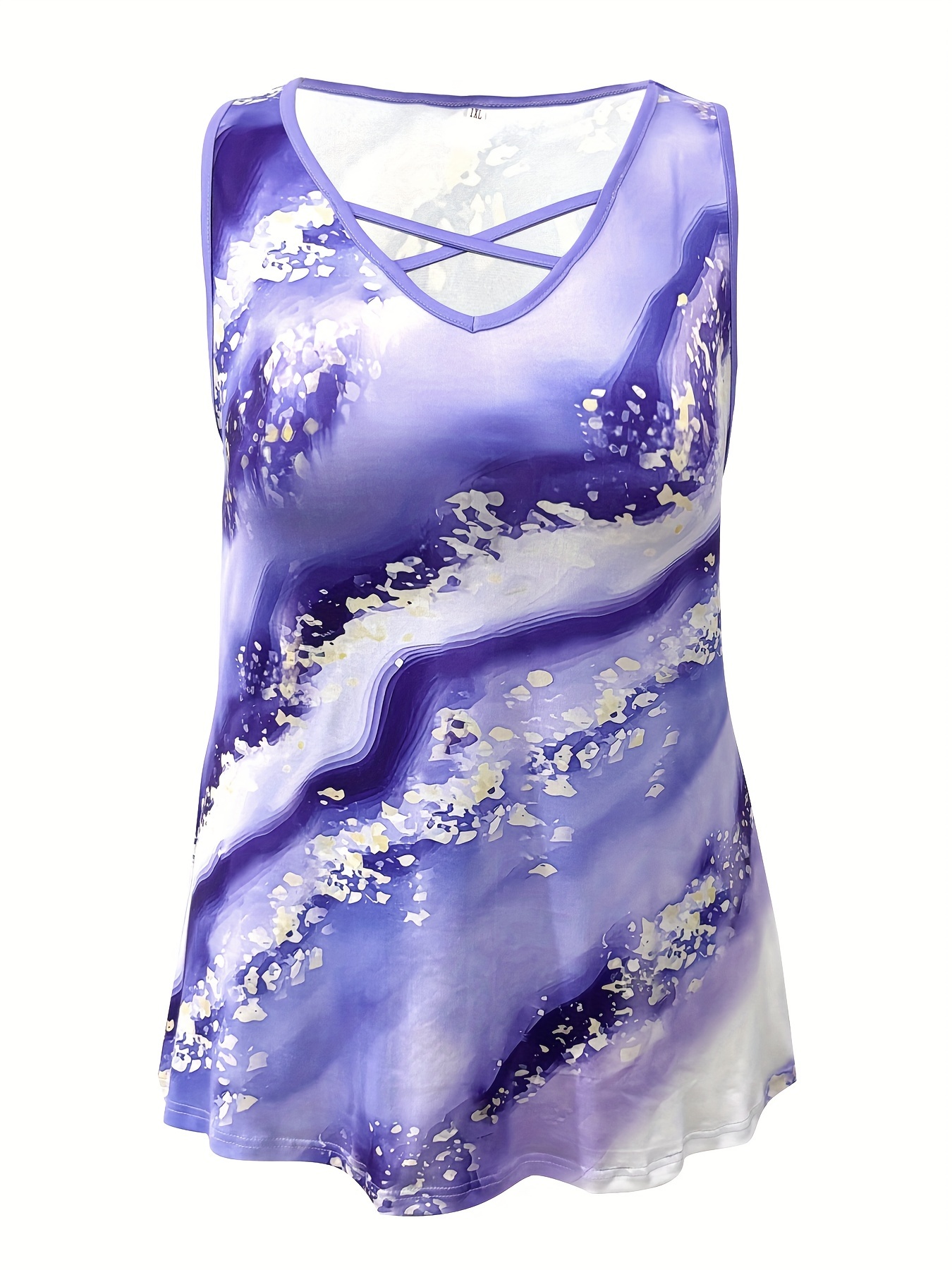 Plus Size Marble Print Tank To - Summer Clothing Clearance recension och pris